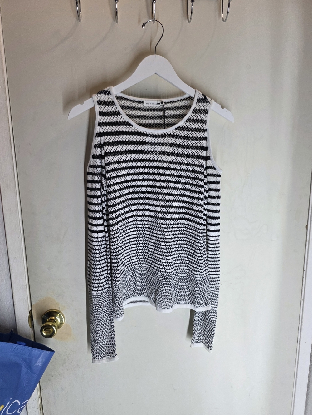 NWT Rag & Bone Brenna Striped  Cold Shoulder Long Sleeve  Knit Sweater